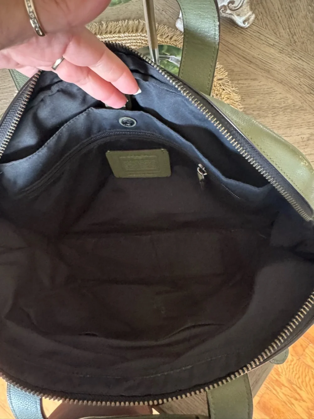 Coach Olive Green Leather Laptop Bag with Black Strap - Picture 8 of 14